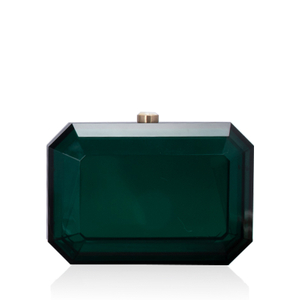 Timeless Graceful Green Acrylic Octagonal Clutch