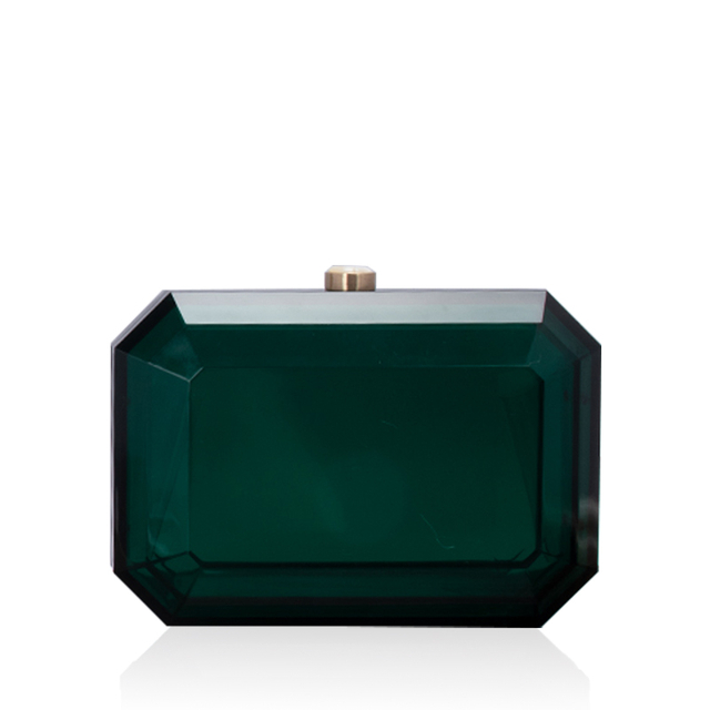 Timeless Graceful Green Acrylic Octagonal Clutch