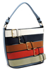 Contrasting-colored Large Capacity Tote Shopper Bag Adorned with Multiple Straps