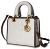 Elegant White and Brown Embossing Crossbody Handheld Handbag