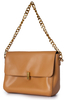 Soft Camel Leather Half-flap Crossbody Handbag